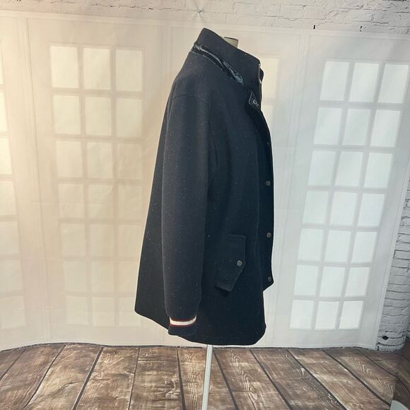 Collection B Navy Blue Speckled Velvet Trim Coat Size Large - Picture 5 of 12